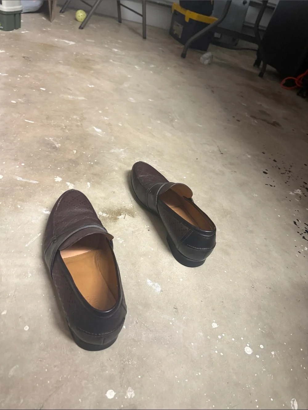 Gucci Brown Perforated Leather Slip-On Loafers with Black Strap